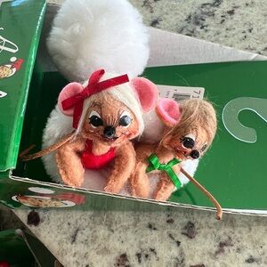 Annalee 3” Mice in Santa’s Hat-Christmas ornament 
Item #710119